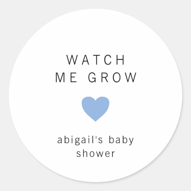 Adesivo Redondo Chá de fraldas Moderno Coração Azul (Frente)