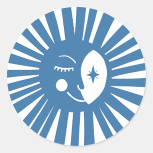 Adesivo Redondo Chá de fraldas Moderno de Glow Boho de Lua PERSONA