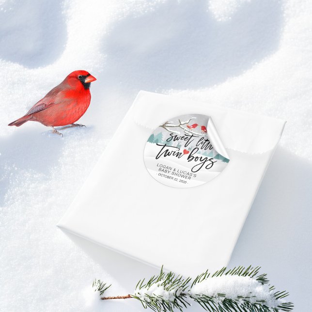 Adesivo Redondo Chá de fraldas Moderno de inverno Doce Pequenos Gê (Criador carregado)