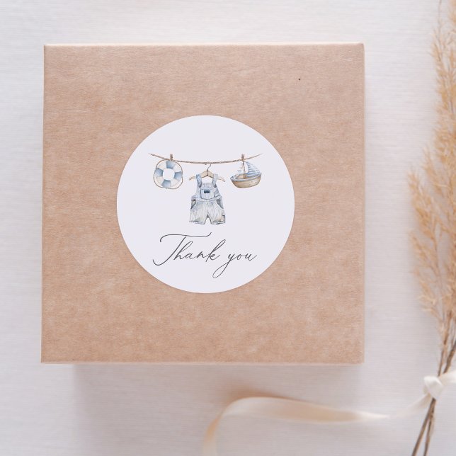 Adesivo Redondo Chá de fraldas Náutico (Criador carregado)