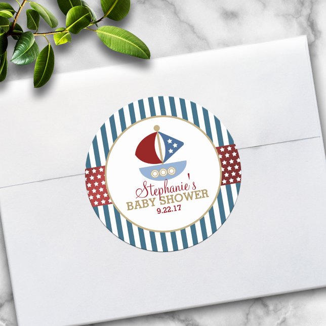 Adesivo Redondo Chá de fraldas Náutico Doce (Criador carregado)