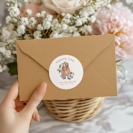 Adesivo Redondo Chá de fraldas Neutral Boho Nursery Obrigado