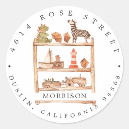 Adesivo Redondo Chá de fraldas Neutral Boho | Rótulo de Endereço d