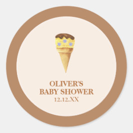 Adesivo Redondo Chá de fraldas Neutral de Sorvete de Verão