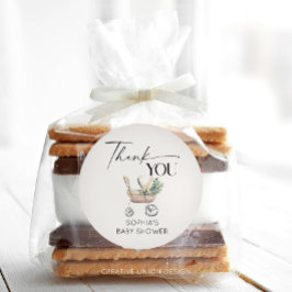 Adesivo Redondo Chá de fraldas Neutro de Gênero Boho Baby Stroller