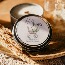 Adesivo Redondo Chá de fraldas Neutro de Gênero Boho Baby Stroller