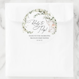 Adesivo Redondo Chá de fraldas Neutro do Gênero do Elefante Eucaly