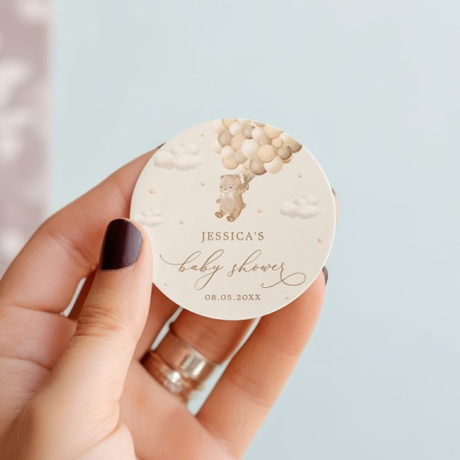 Adesivo Redondo Chá de fraldas neutro do urso de película (Criador carregado)