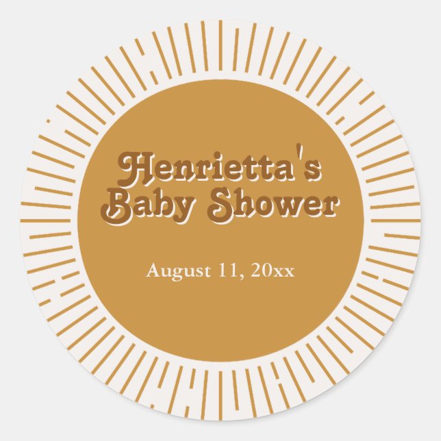 Adesivo Redondo Chá de fraldas Obrigado Sticker Aqui Vem O Filho (Frente)