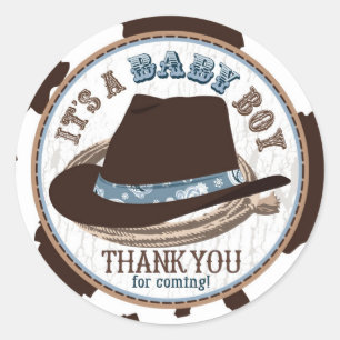 Adesivo Redondo Chá de fraldas ocidental do chapéu de Stetson do