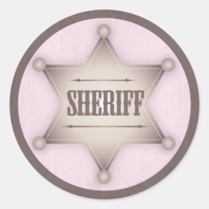 Adesivo Redondo Chá de fraldas ocidental do crachá do xerife da