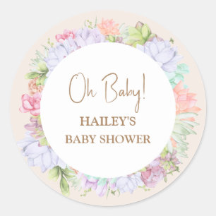 Adesivo Redondo Chá de fraldas Oh do Deserto de Boho Cactus Minima