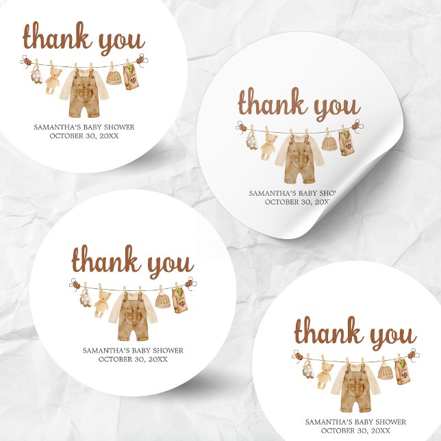 Adesivo Redondo Chá de fraldas para Criação de Café (Coffee Little Bean Baby Shower Sticker)