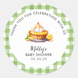 Adesivo Redondo Chá de fraldas Pequeno Pie Gingham, Obrigado