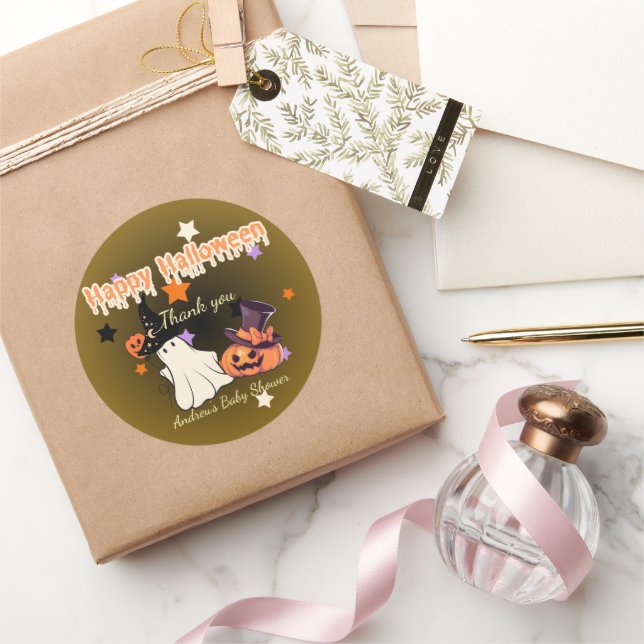 Adesivo Redondo Chá de fraldas Personalizado Obrigado Sticker (Presentear)