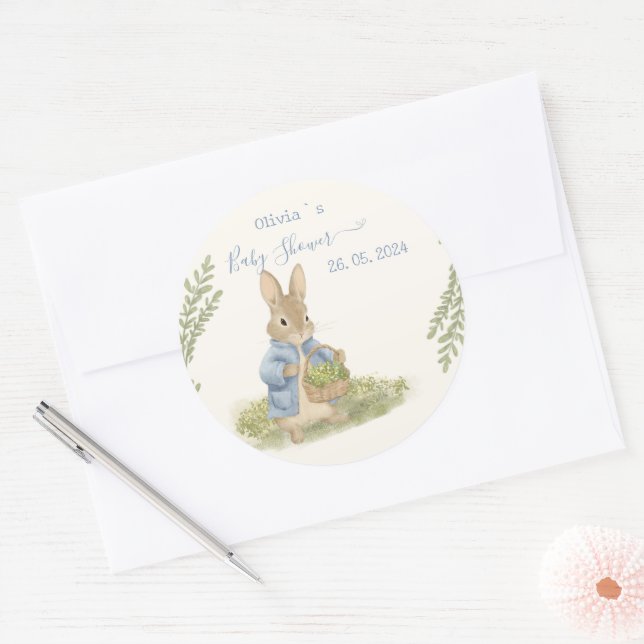 Adesivo Redondo Chá de fraldas Peter Rabbit (Envelope)