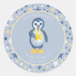 Adesivo Redondo Chá de fraldas Pinguim Amarelo-Amarelo-Cinto-Cinto