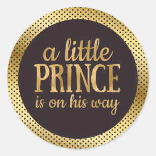 Adesivo Redondo Chá de fraldas preto e Dourado