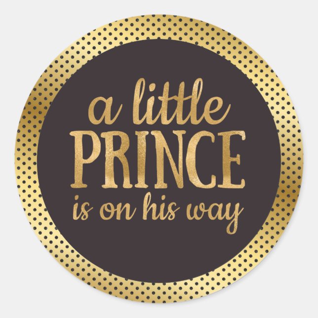 Adesivo Redondo Chá de fraldas preto e Dourado (Frente)