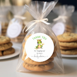 Adesivo Redondo Chá de fraldas Príncipe Sapo Bonito