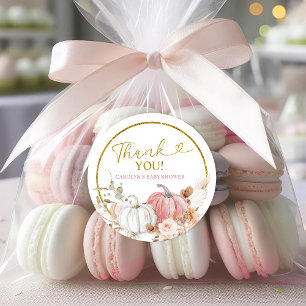Adesivo Redondo Chá de fraldas Pumpkin de Boho Rosa
