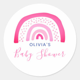 Adesivo Redondo Chá de fraldas rosa arco-íris