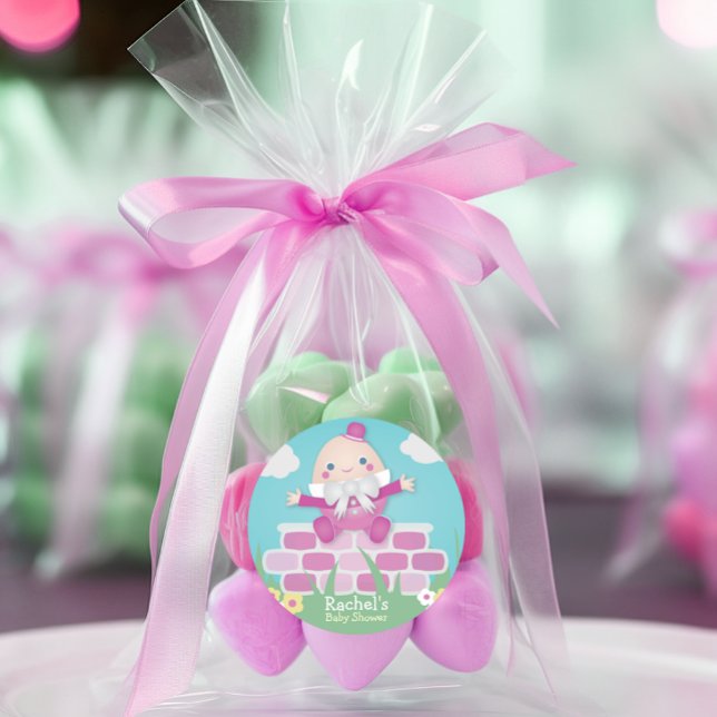 Adesivo Redondo Chá de fraldas rosa e elegante (Criador carregado)