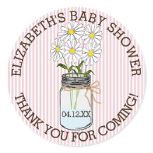 Chá de fraldas Rosa e White Stripes Jar Mason