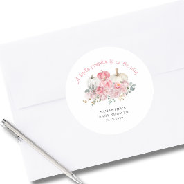 Adesivo Redondo Chá de fraldas Rosa Elegante