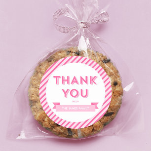 Adesivo Redondo Chá de fraldas Rosa Moderno - Strips Muito Obriga