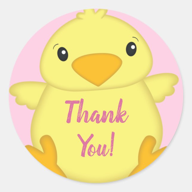 Adesivo Redondo Chá de fraldas rosa pintinho (Frente)