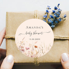 Adesivo Redondo Chá de fraldas rosa-rosado de pêssego