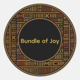 Adesivo Redondo Chá de fraldas Rótulo Africano do Kente Dourado