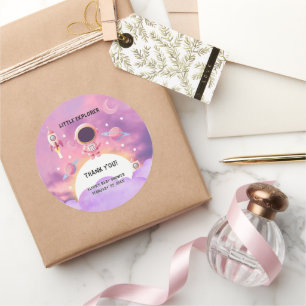 Adesivo Redondo Chá de fraldas Roxo Moderno do Little Explorer