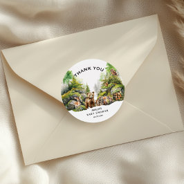 Adesivo Redondo Chá de fraldas Russo De Animais Da Floresta Obriga