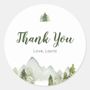 Adesivo Redondo Chá de fraldas Russo de Aventura da Árvore Pine