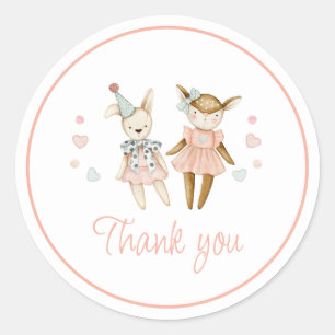 Adesivo Redondo Chá de fraldas Russo de Brinquedos Rosa Obrigado