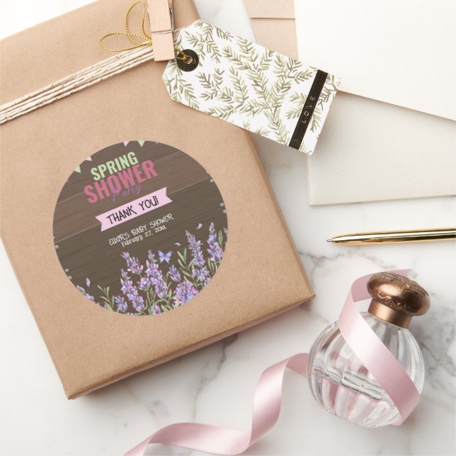 Adesivo Redondo Chá de fraldas Russo de Chá Lavanda (Presentear)