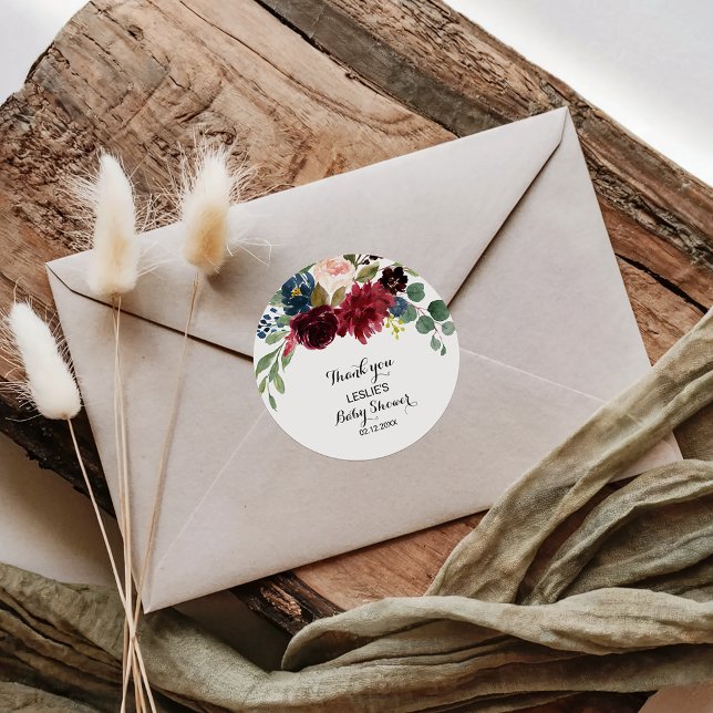 Adesivo Redondo Chá de fraldas Russo de outono - Obrigado (Criador carregado)