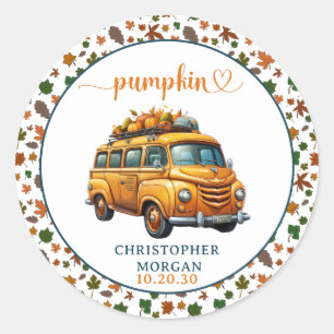 Adesivo Redondo Chá de fraldas Russo de Pequeno Pumpkin Laranja