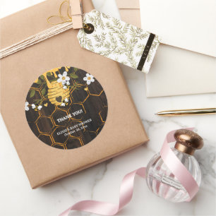 Adesivo Redondo Chá de fraldas Rustic Beehive Honeyabelhas