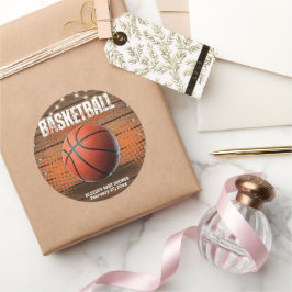 Adesivo Redondo Chá de fraldas Rustic Orange de Basquete