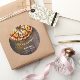 Adesivo Redondo Chá de fraldas Rustic Slice Pizza Slice