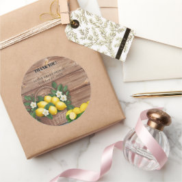 Adesivo Redondo Chá de fraldas Rústico de Limão Moderno