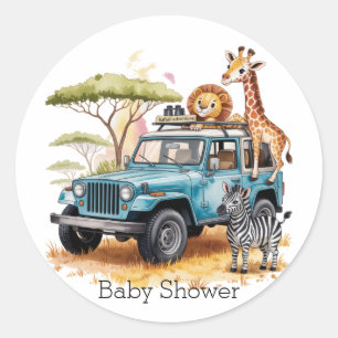 Adesivo Redondo Chá de fraldas Safari Adventure Boy