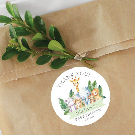 Adesivo Redondo Chá de fraldas Safari Adventure Obrigado