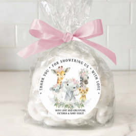 Adesivo Redondo Chá de fraldas Safari Doce