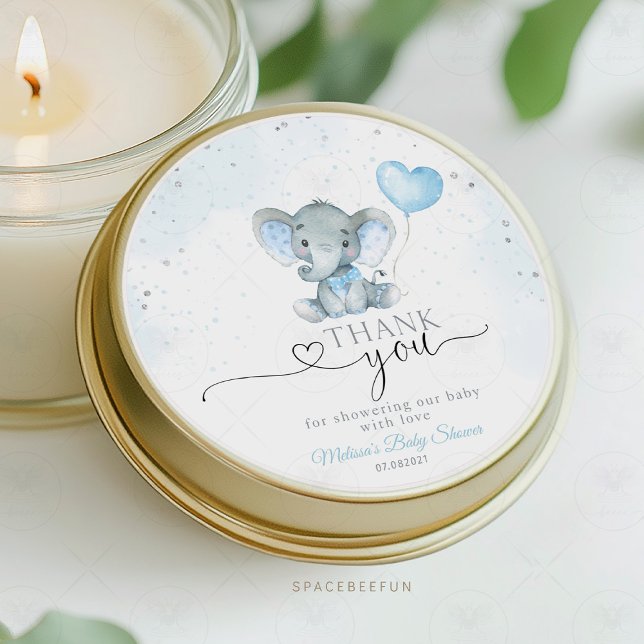 Adesivo Redondo Chá de fraldas Safari Elefante (Elephant Safari, Baby Shower, Sticker, Thank You, Safari Theme, Elephant Thank You, Baby Shower Favo)