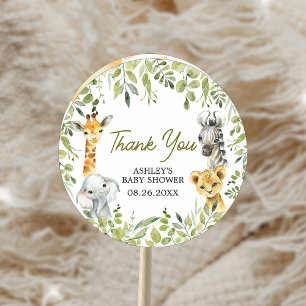 Adesivo Redondo Chá de fraldas Safari Selvagem Um