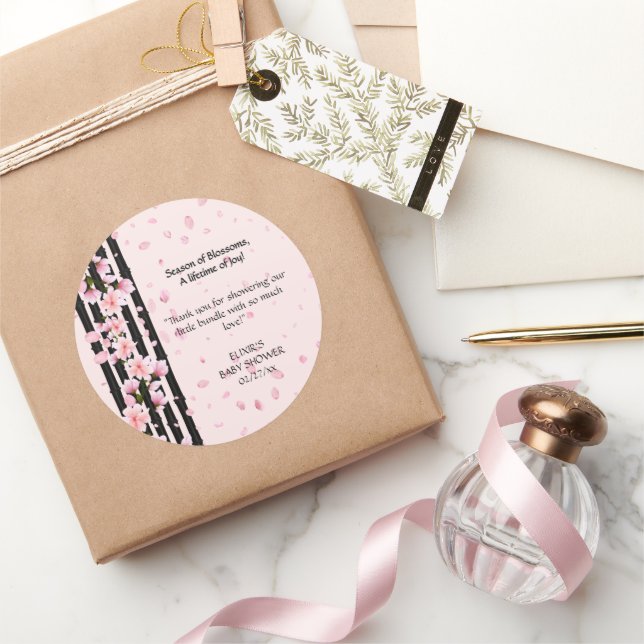 Adesivo Redondo Chá de fraldas Sakura Primavera Cherry Blossoms (Presentear)